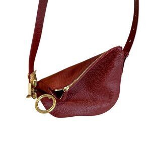 Burberry Knight Red Pebbled Leather Shoulder Bag with Gold hardware